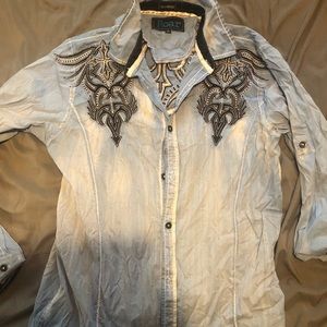 Roar brand mens button up shirt. Light blue